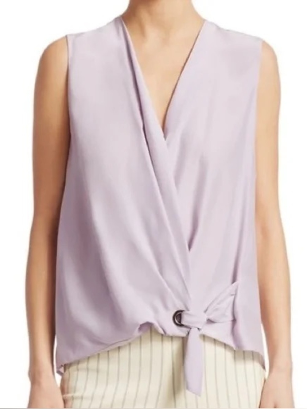 rag & bone Lavender Tie-Front Sleeveless 100% Silk Blouse Size XS